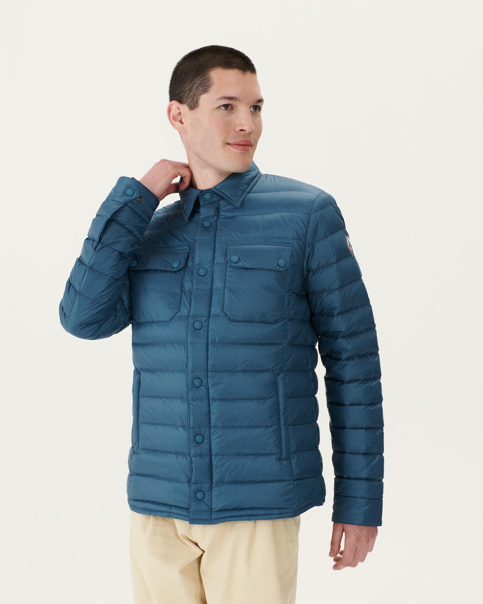 Doudoune légère col chemise Bleu jeans Cris