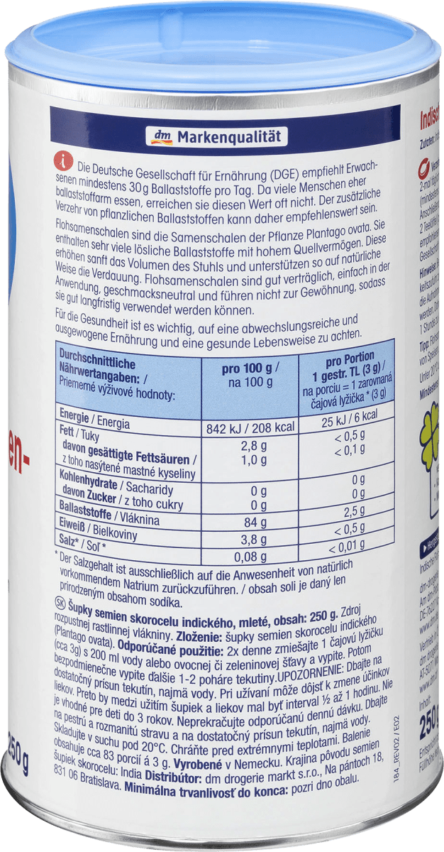 Flohsamenschalen gemahlen, 250 g