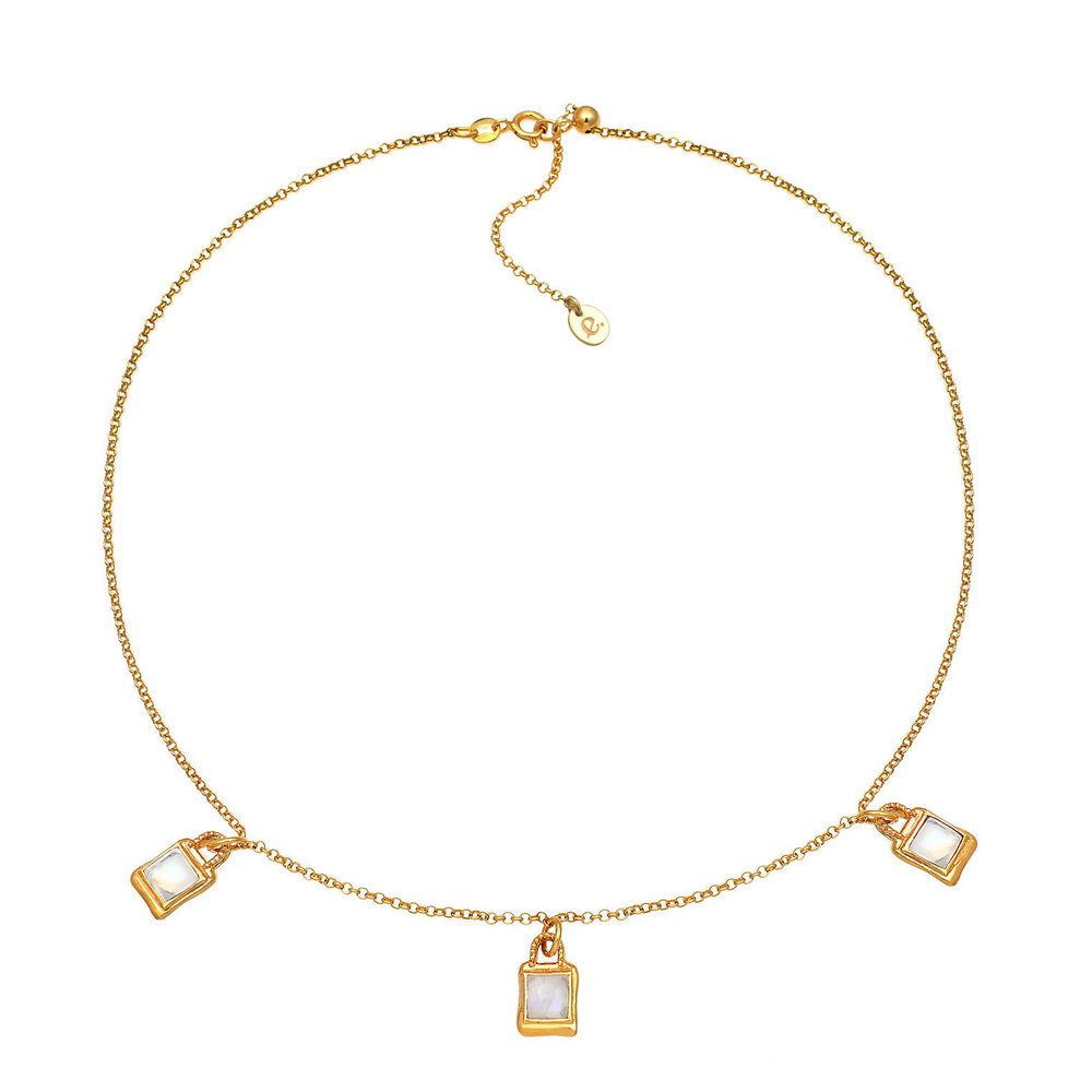 Elli PREMIUM Elli PREMIUM Collier Élégant Basic Choker avec Pierre de Lune Collier Femme - (92 collier