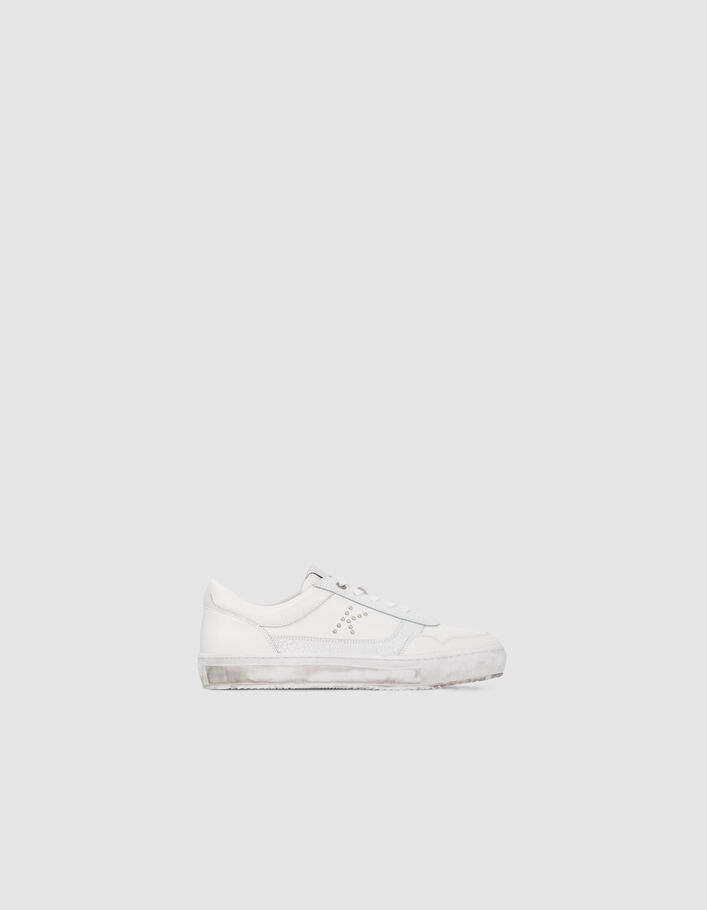 Sneakers blanches cuir K clouté Femme
