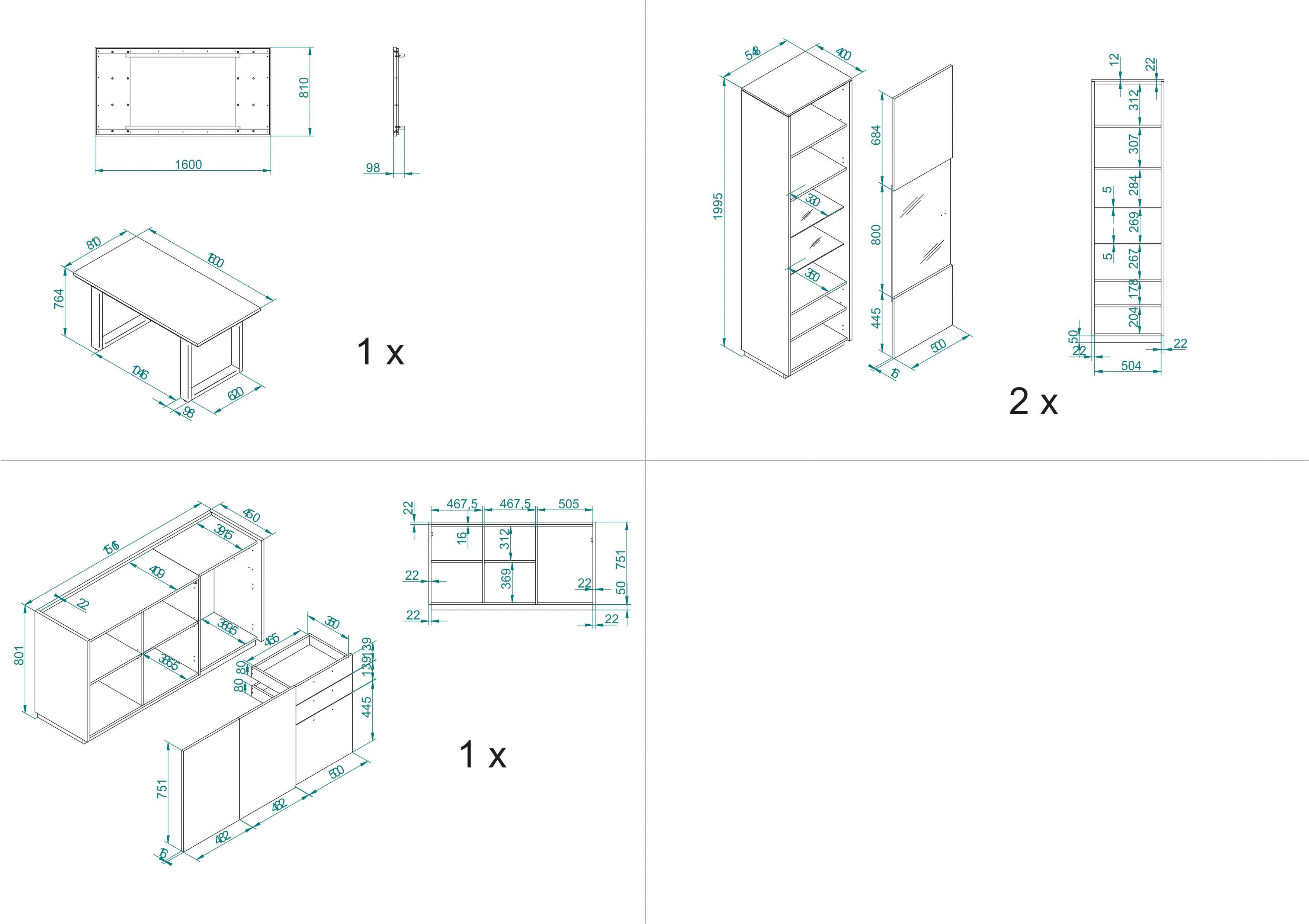 INOSIGN Esszimmer-Set LARGO, (Set, 4-St)