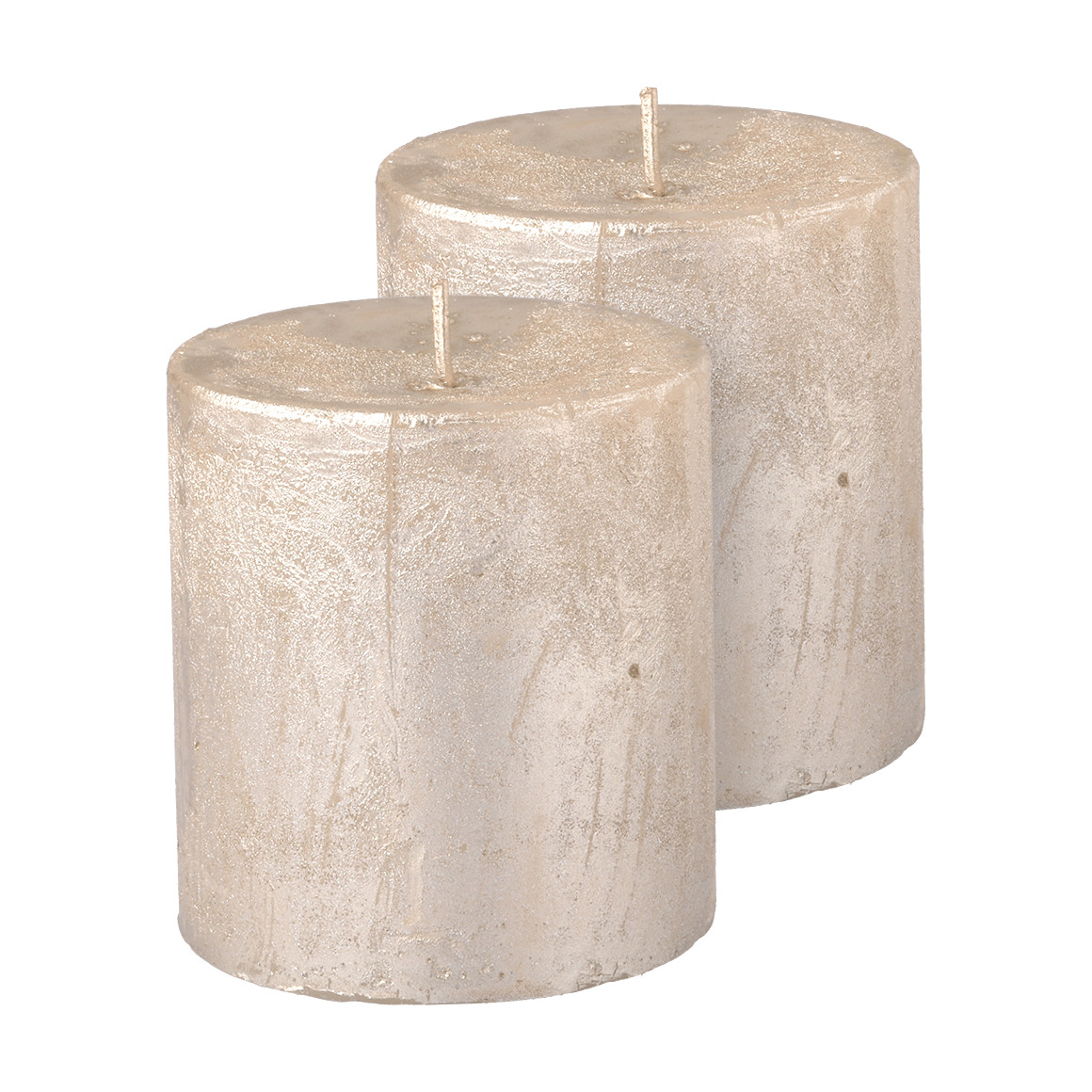 2 kleine Kerzen im Metallic-Look