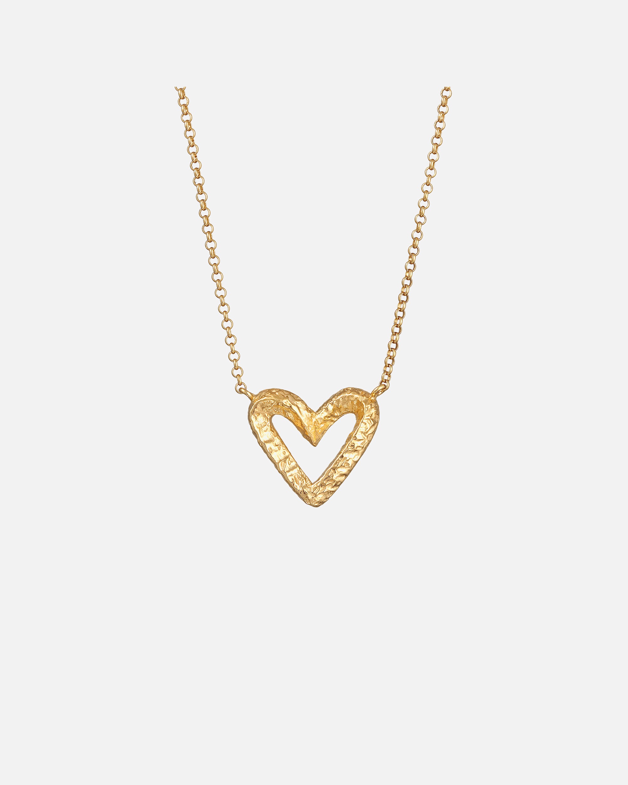 Ciondolo da donna Elli a forma di cuore traforato e martellato in argento sterling 925 placcato oro