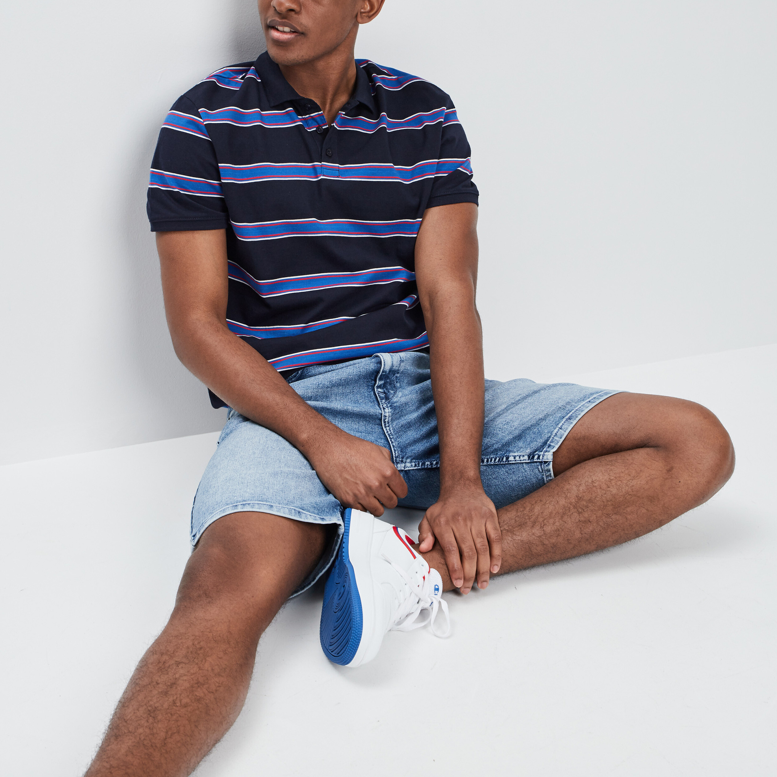 Polo droit manches courtes bleu homme | La Halle