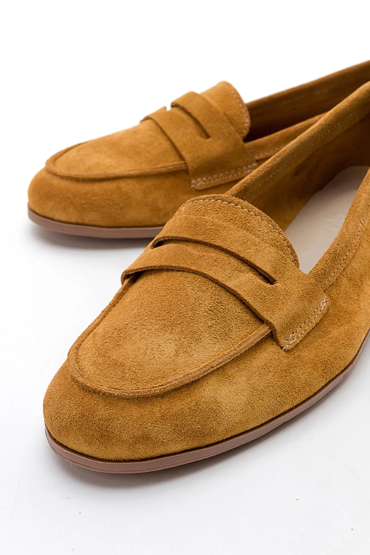 LuviShoes  F02 Damen-Ballerinas aus senffarbenem Wildleder