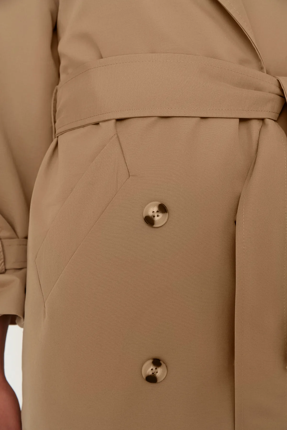 Trendyol Collection  Nerzfarbener, wasserabweisender, langer Trenchcoat mit Windjacke und Gürtel TWOSS21TR0005
