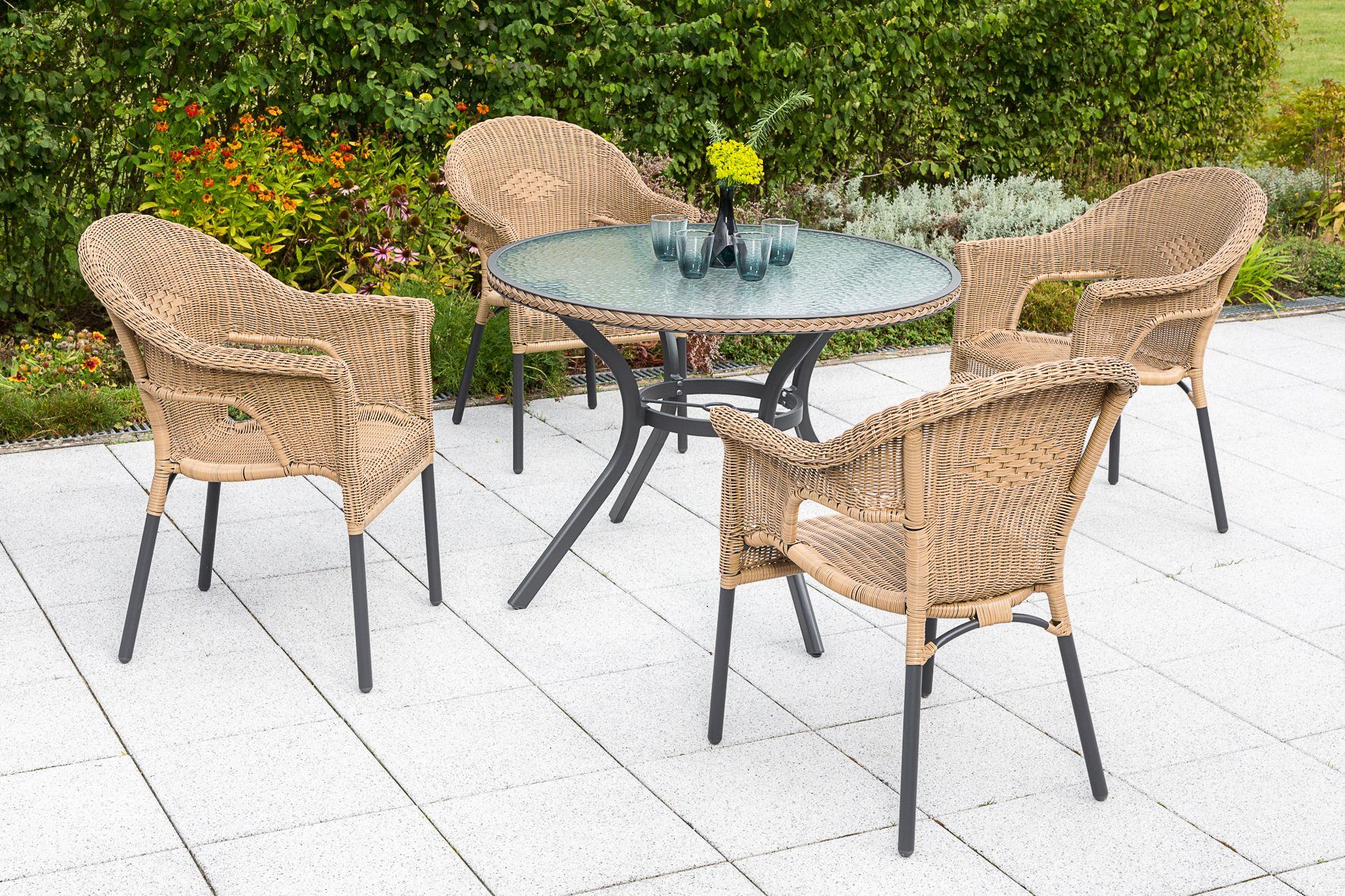 MERXX Gartensessel Ravenna (Set, 2-St), 2er Set, Polyrattan, stufenlos verstellbar