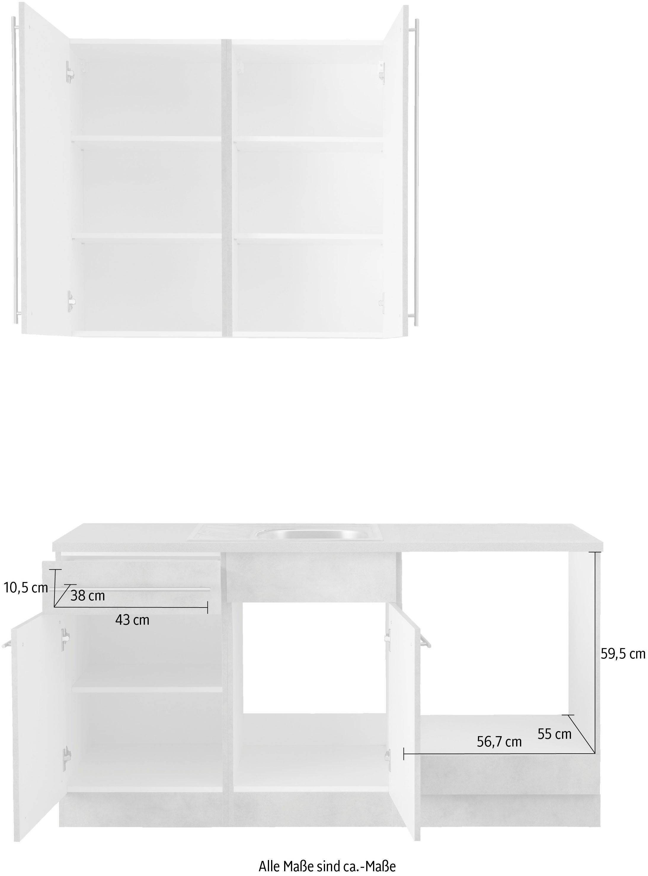 wiho Küchen Küchenzeile Chicago, wahlweise mit E-Geräten, Breite 160 cm