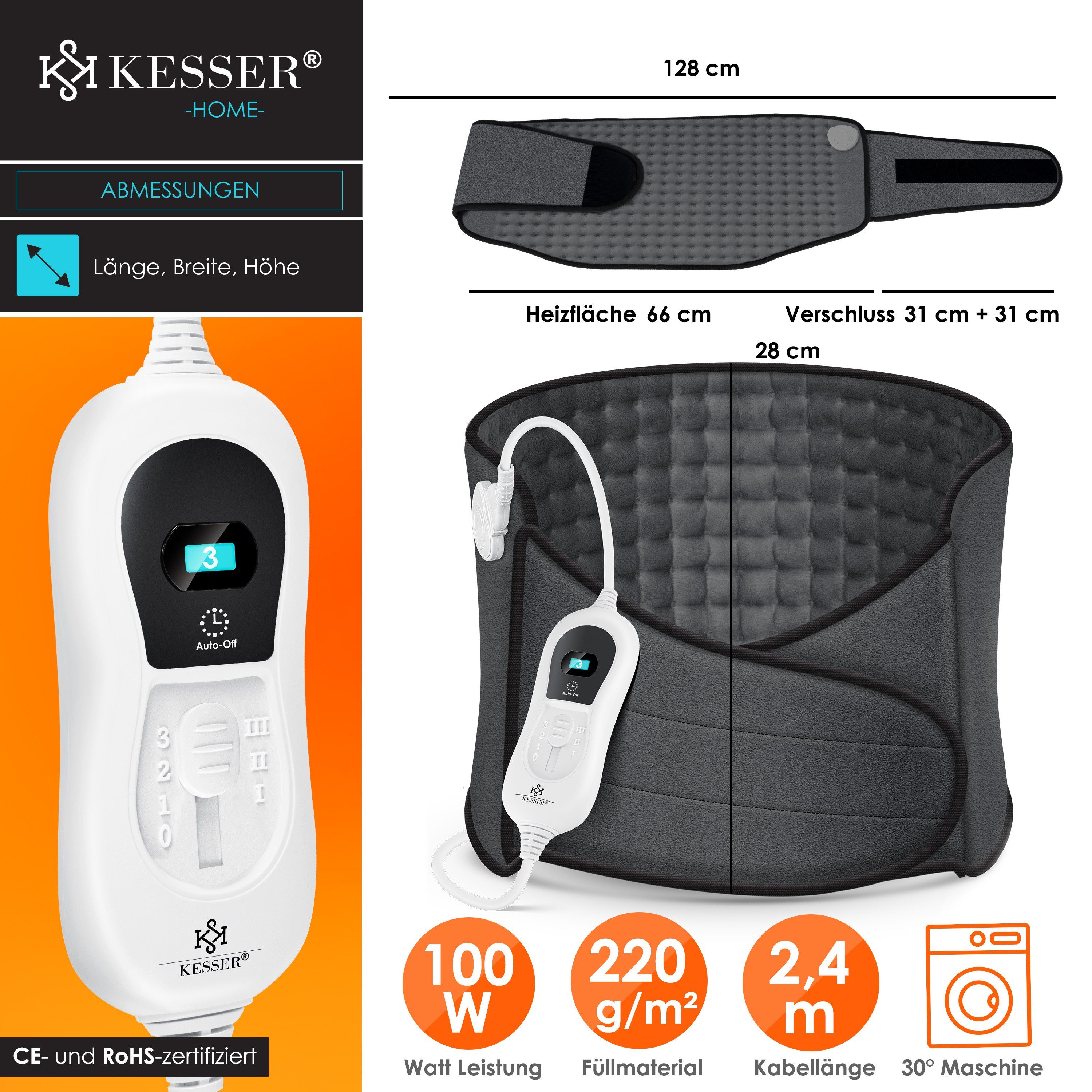 KESSER Heizkissen, Heizkissen elektrisch für Bauch und Rücken Inkl. Tasche