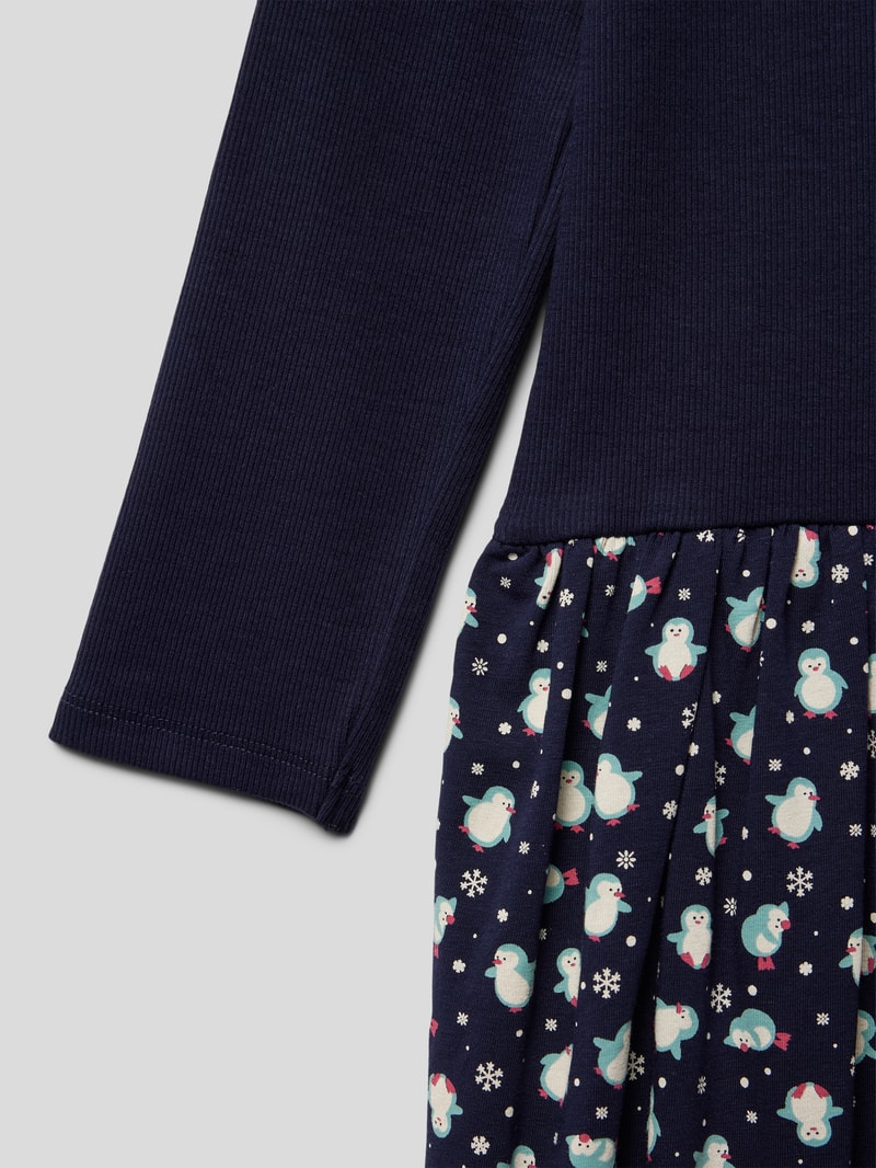 Kleid in Two-Tone-Machart in marineblau