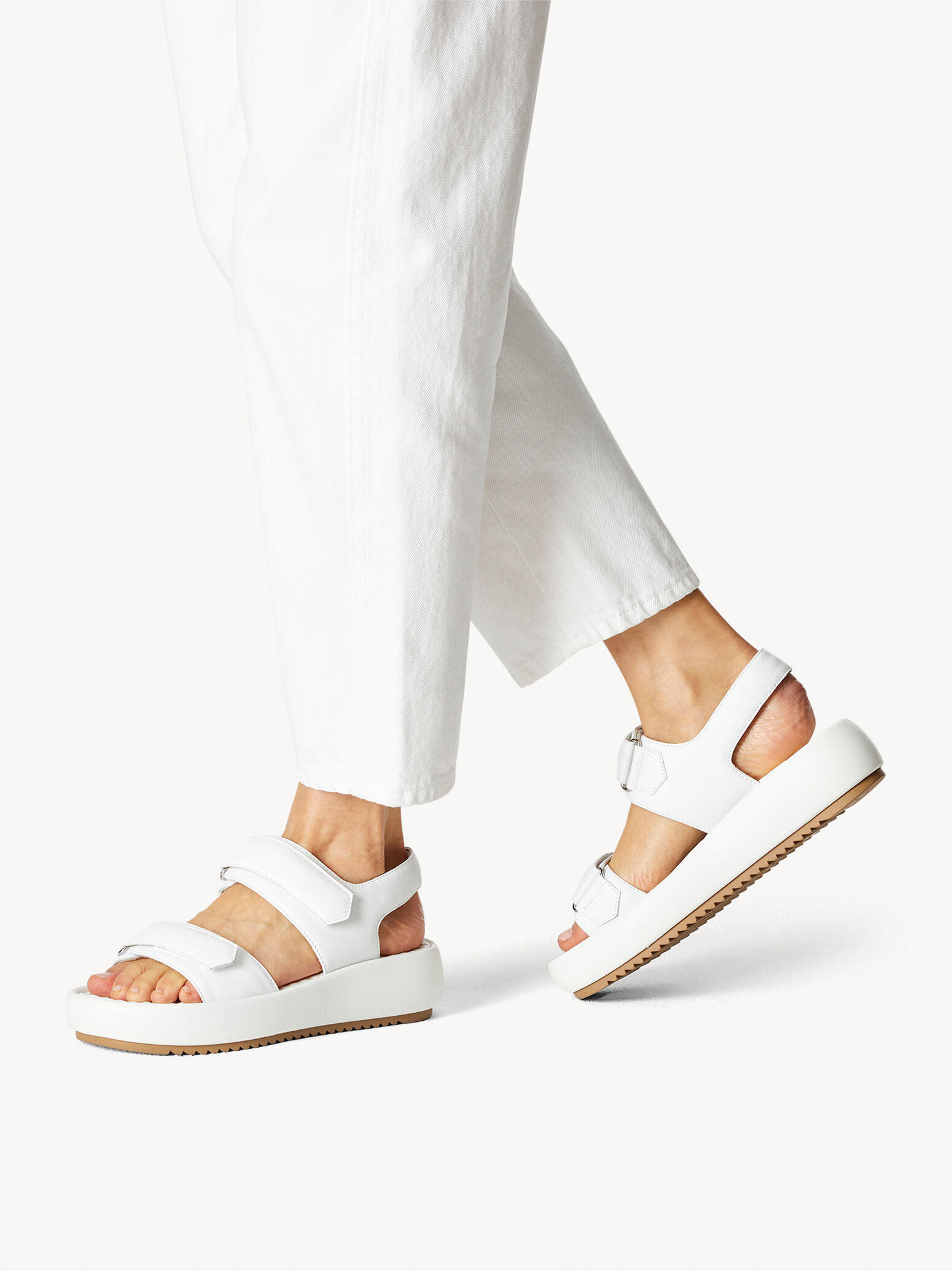 Sandale à talon en cuir - blanc