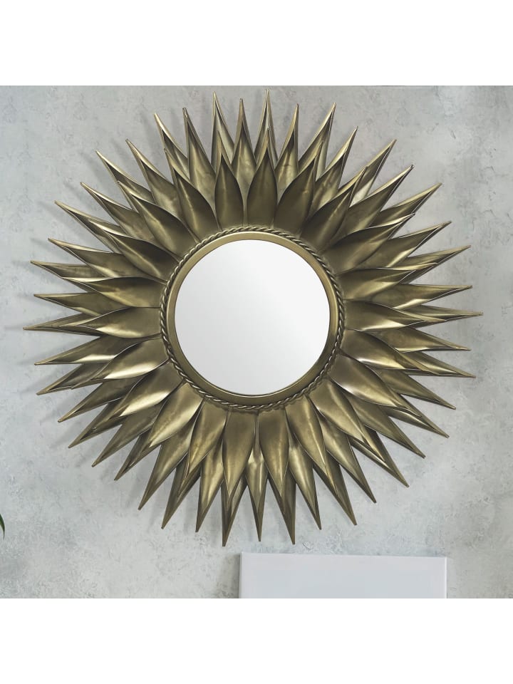 KADIMA DESIGN Wandspiegel Sonne 74 cm Metall Design Hängespiegel Messing Antik, günstig kaufen onesize