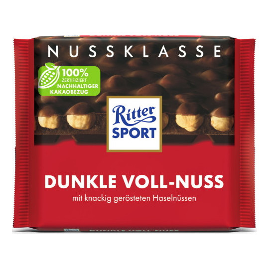Ritter Sport Nuss Klasse Dunkle Voll-Nuss 100G