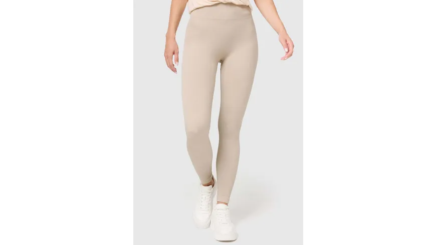 NUR DIE Damen Leggings Relax & Go Ripp-Optik taupe