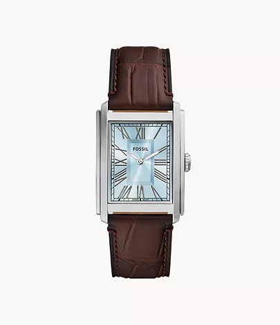 Fossil Uhr Carraway 3-Zeiger-Werk Krokoprägung Leder braun