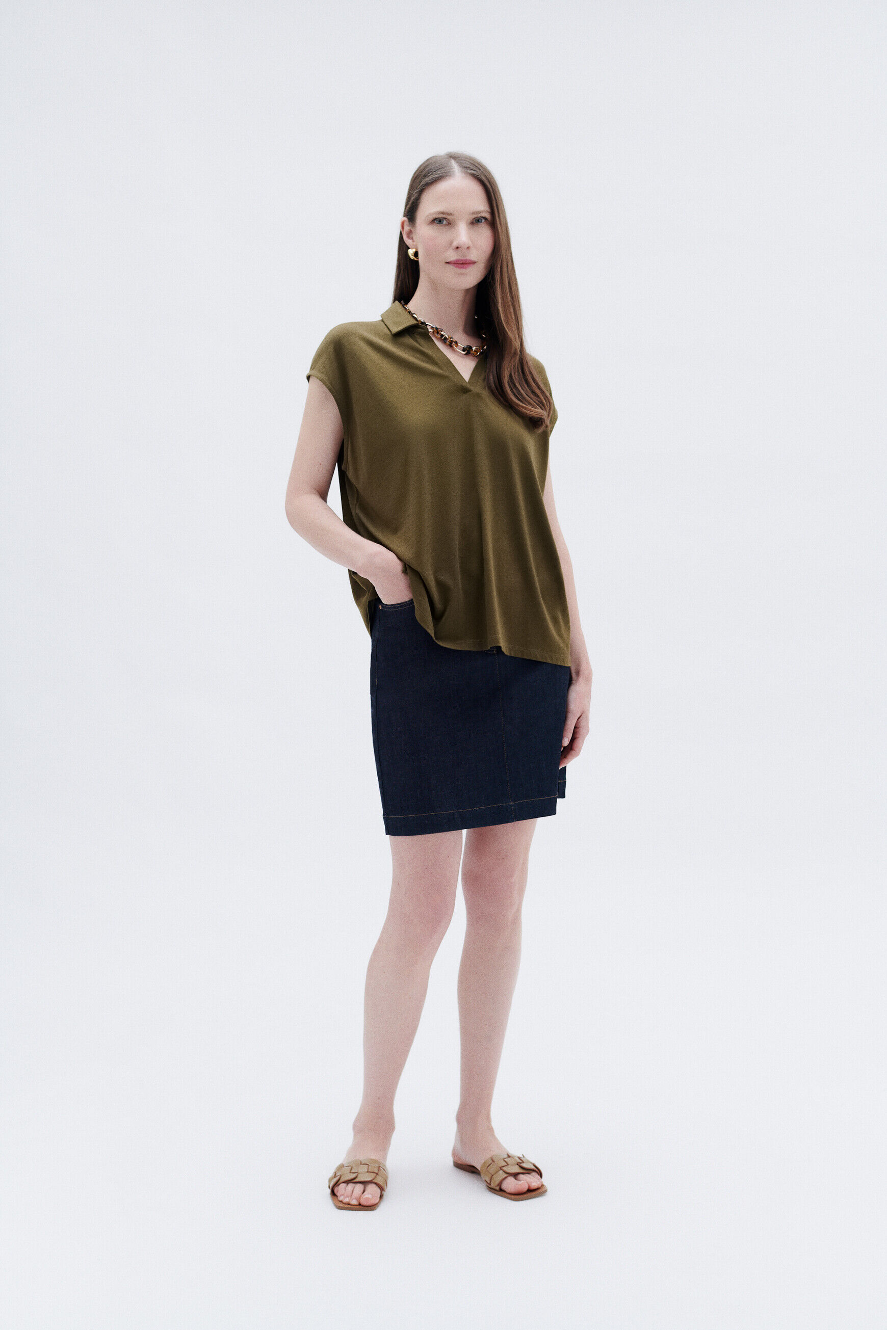 T-shirt tonata vert olive femme