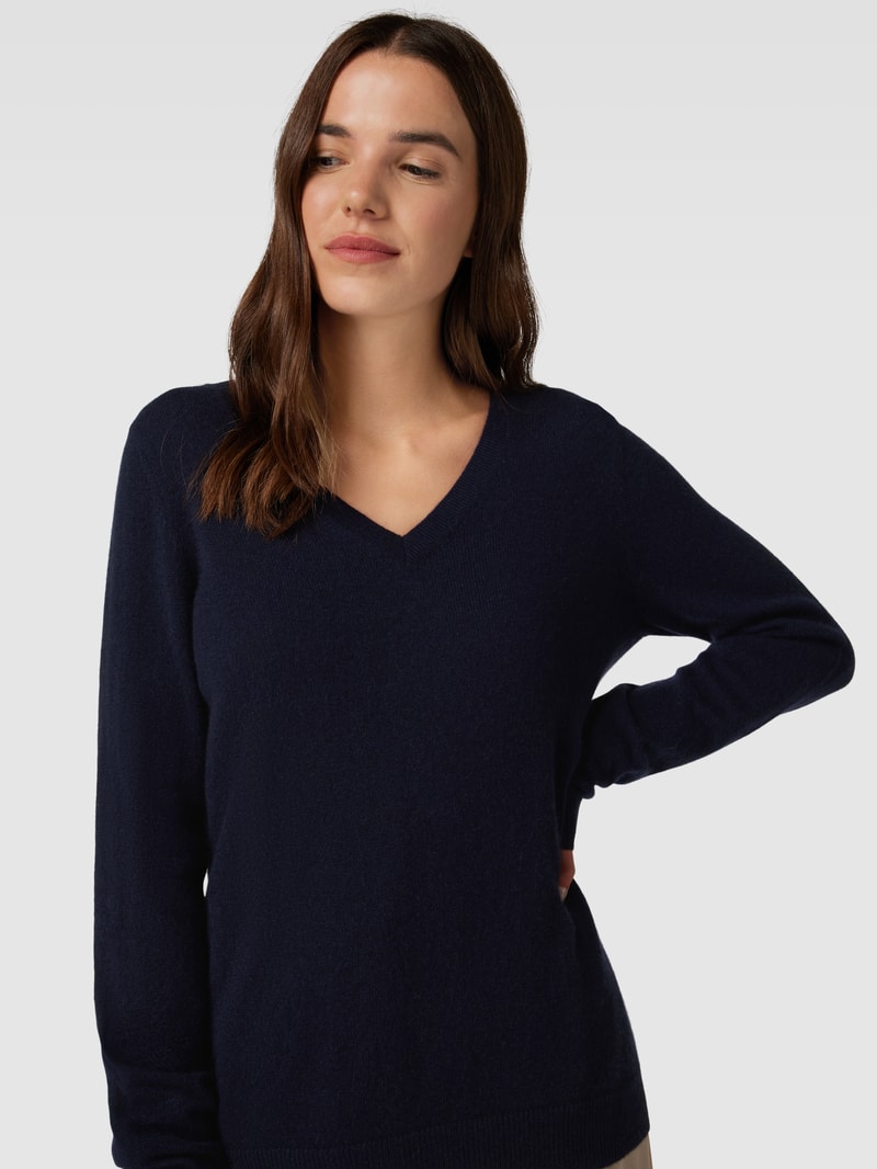 Strickpullover aus Kaschmir mit V-Ausschnitt in dunkelblau