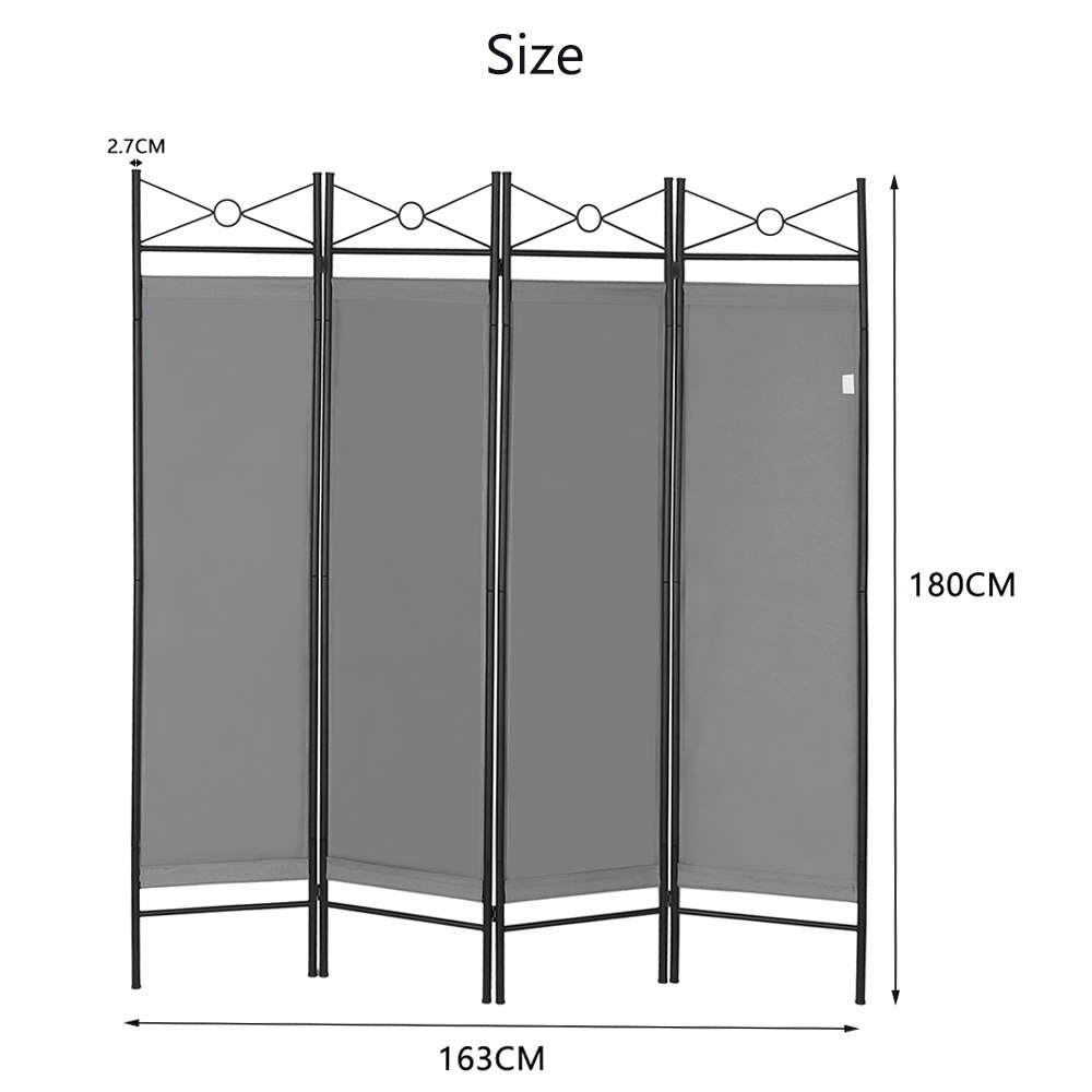 Never Indoor Paravent 4-teilige Raumteiler 180 x 163 cm Grau