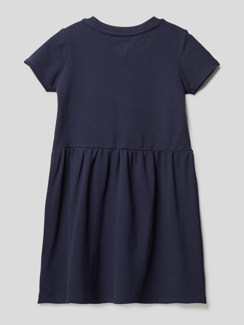 Kurzärmeliges Sweatkleid mit Label-Stitching in marineblau