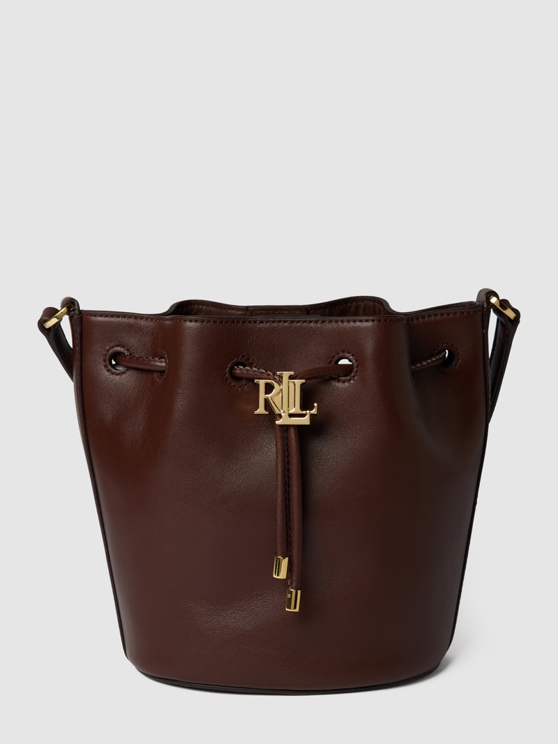 Bucket Bag mit Applikation Modell 'ANDIE 19-DRAWSTRING-MEDIUM' in dunkelbraun