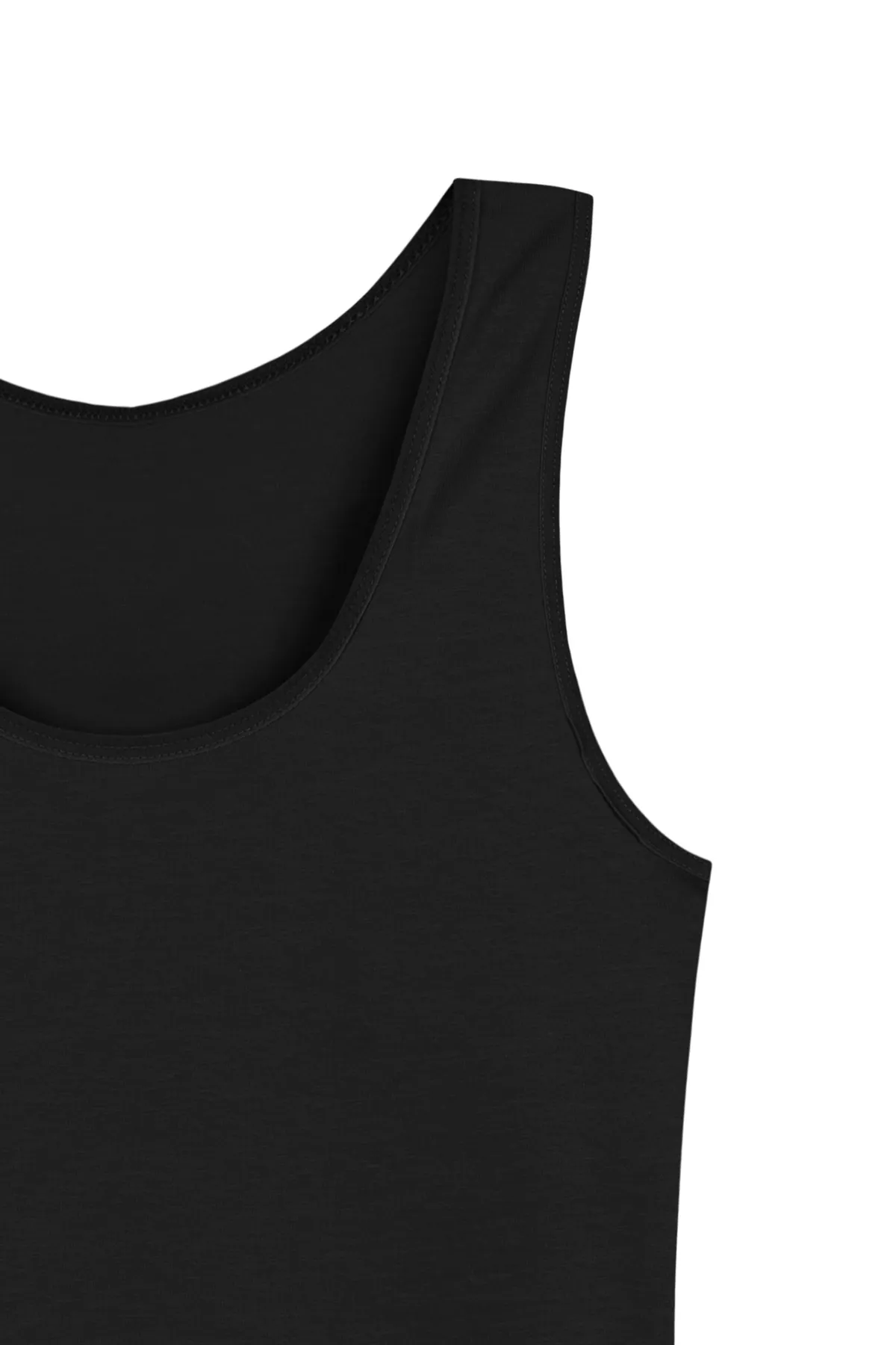 HNX  Schwarzes Damen-Unterhemd aus Baumwolle in Übergröße mit dicken Trägern