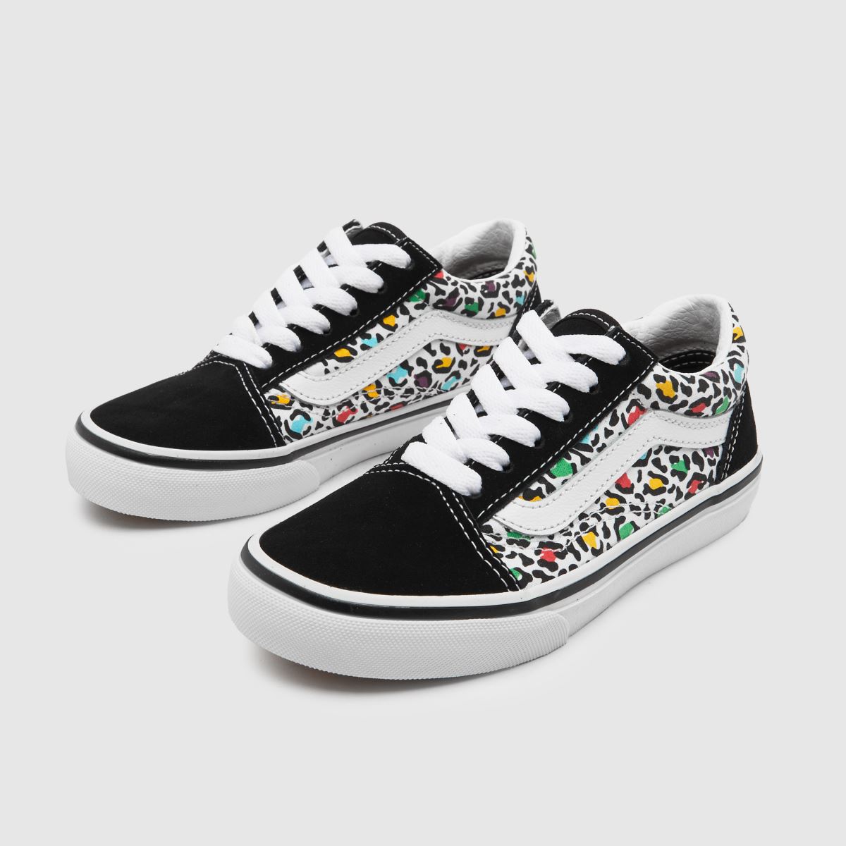 Vans vita multifärgade old skool leopardfärgade flickor juniorsneakers