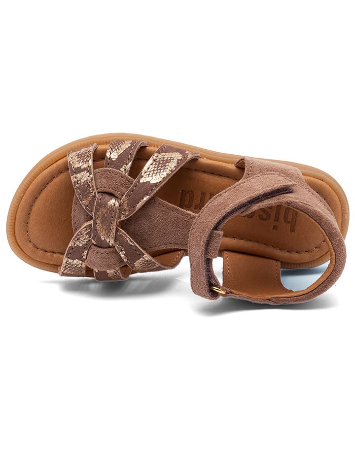 bisgaard Leder-Sandalen in Braun/ Gold günstig kaufen