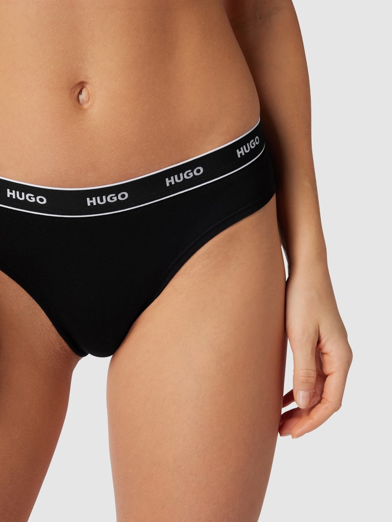 Slip mit Label-Print im 3er-Pack in schwarz