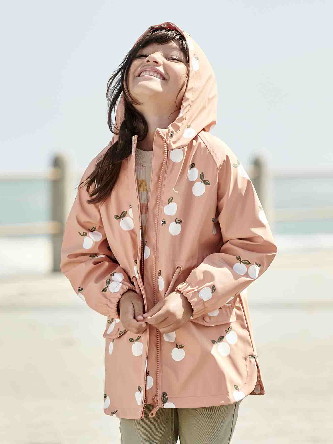 Vertbaudet Mädchen Regenjacke mit Zauber-Trick - aqua gänseblümchen