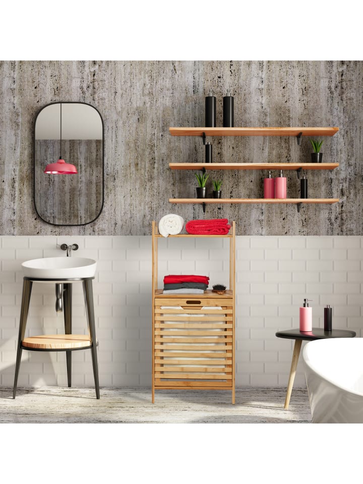 relaxdays Wäscheschrank mit Wäschekorb Bambus günstig kaufen onesize