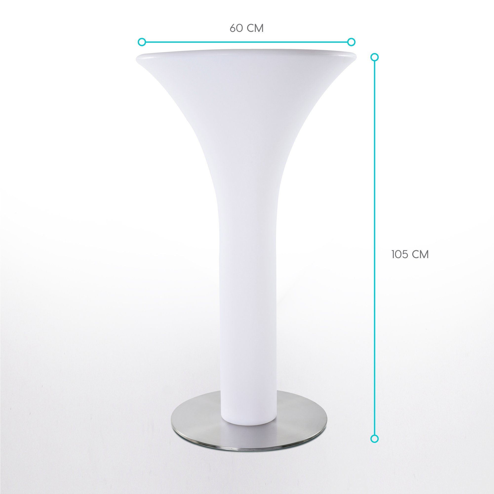 wuuhoo Stehtisch Stehtisch LED beleuchtet mit Akku für Innen+Außen, Cocktailtisch mit 16 Farben I Farbwechsel mit Fernbedienung I Witterungsbeständig für Innen und Außen I Gartendeko und Eventdekoration