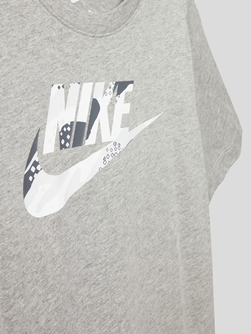 T-Shirt mit Logo-Print in mittelgrau meliert