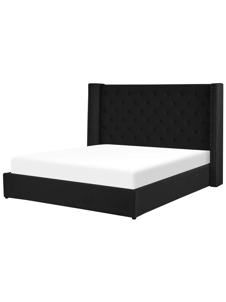 Beliani Doppelbett LUBBON in Schwarz/Silber - (W) 210 x (H) 144 x (L) 217 cm günstig kaufen onesize
