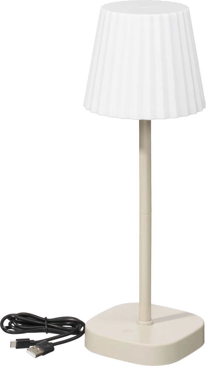 Outdoor-Tischlampe mit LED, beige/weiß (34,5 cm), 1 St