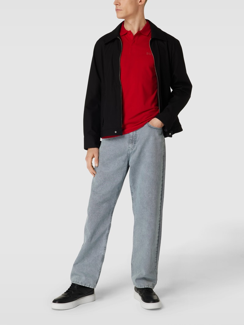 Slim Fit Poloshirt mit Label-Print Modell 'Paule Diamond' in kirschrot