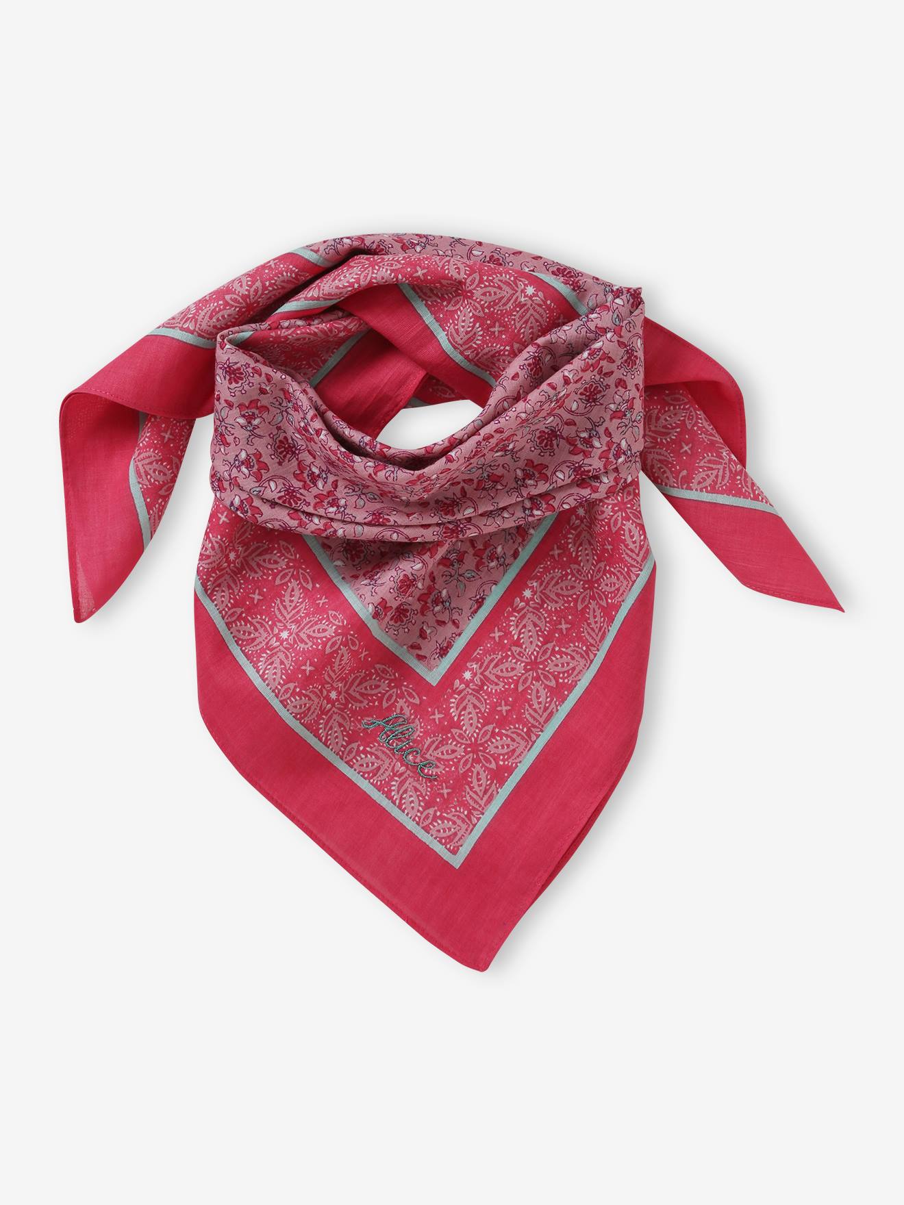 Foulard personalisable à imprimé fleuri fille rose imprimé