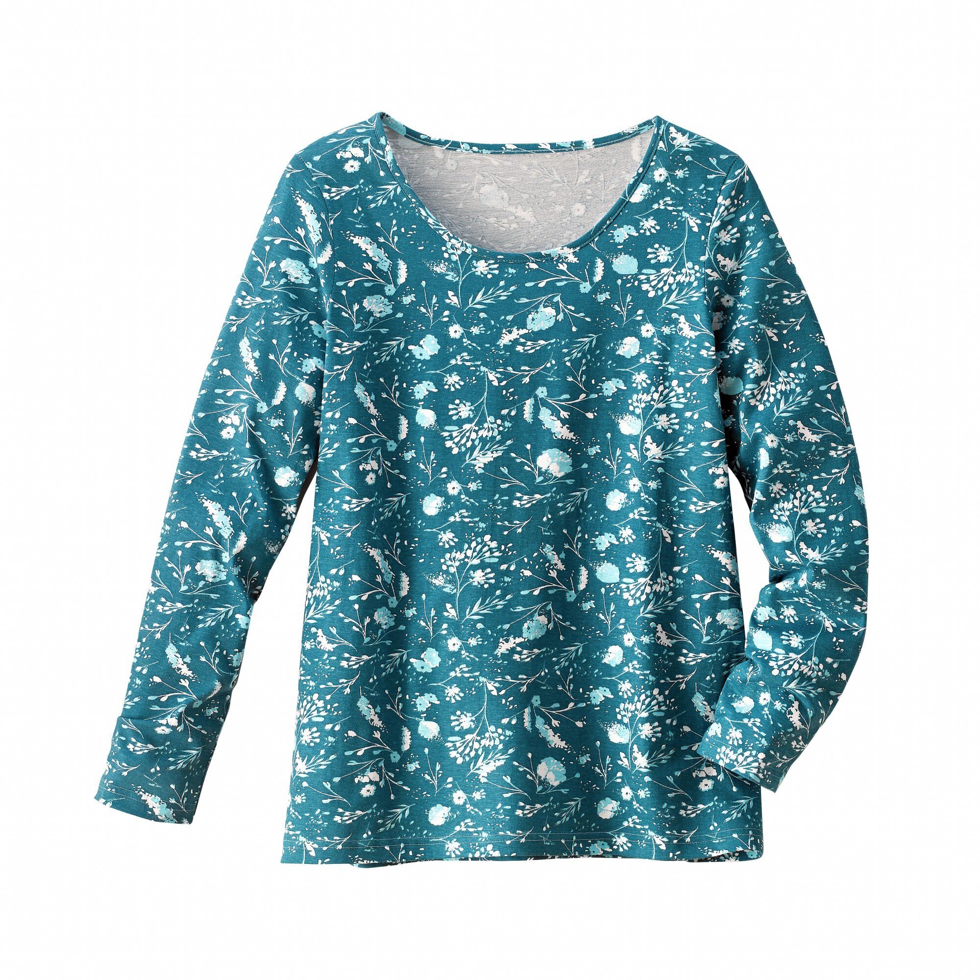 Tee-shirt manches longues – fleuri émeraude