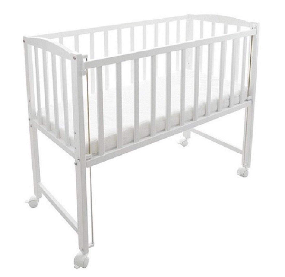 Babyhafen Beistellbett 3in1 Stubenbett, Babybettchen– Teddybär & Herzen Grau Blau Rosa, Komplettbett