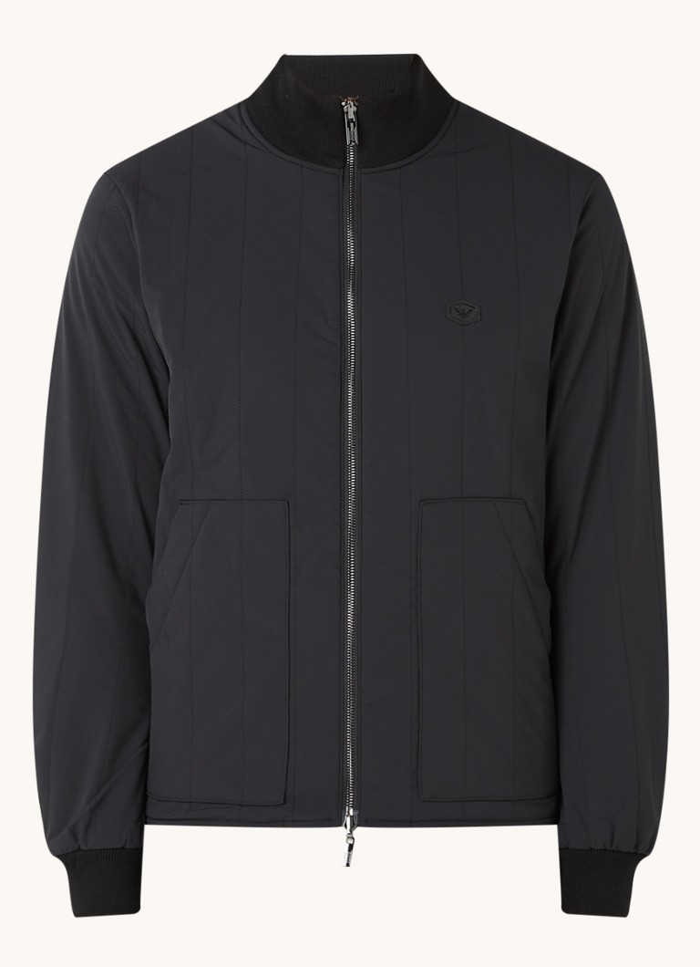 Jachetă bomber reversibilă Emporio Armani din lână virgină cu logo.