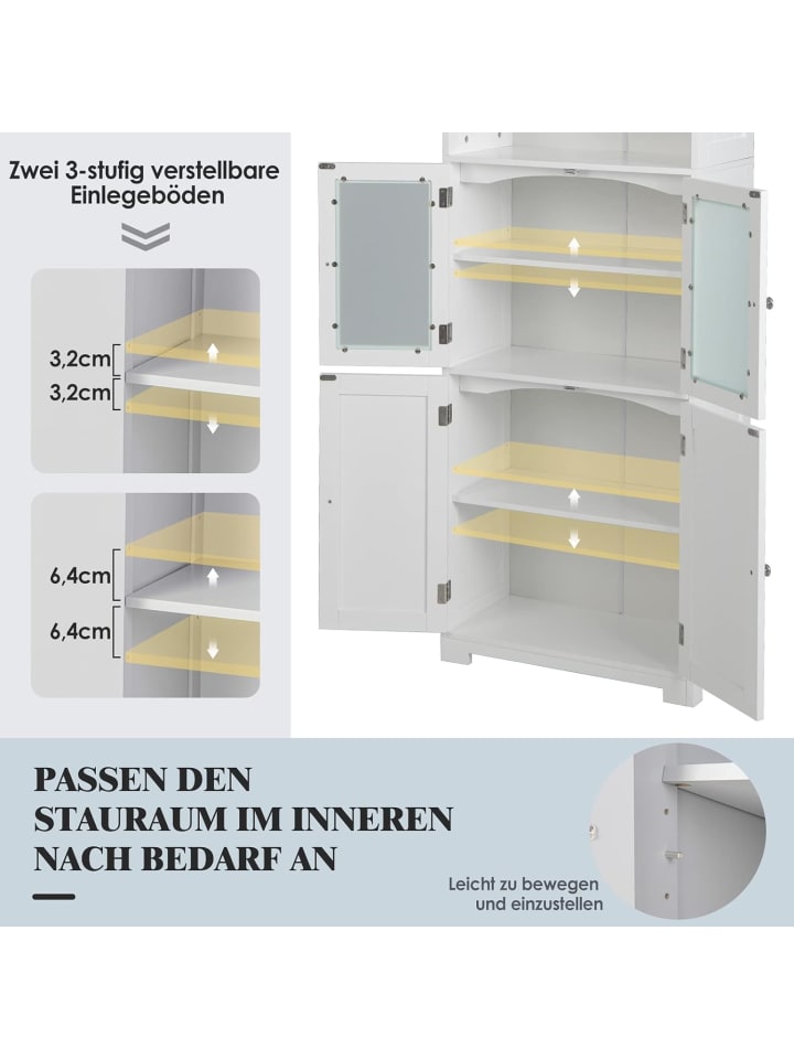 COSTWAY Badezimmerschrank 163cm in Weiß günstig kaufen onesize
