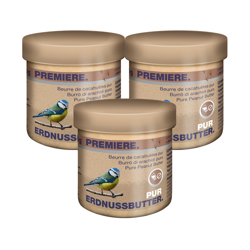 PREMIERE Wildvogelfutter PREMIERE Erdnussbutter 3x250g pur