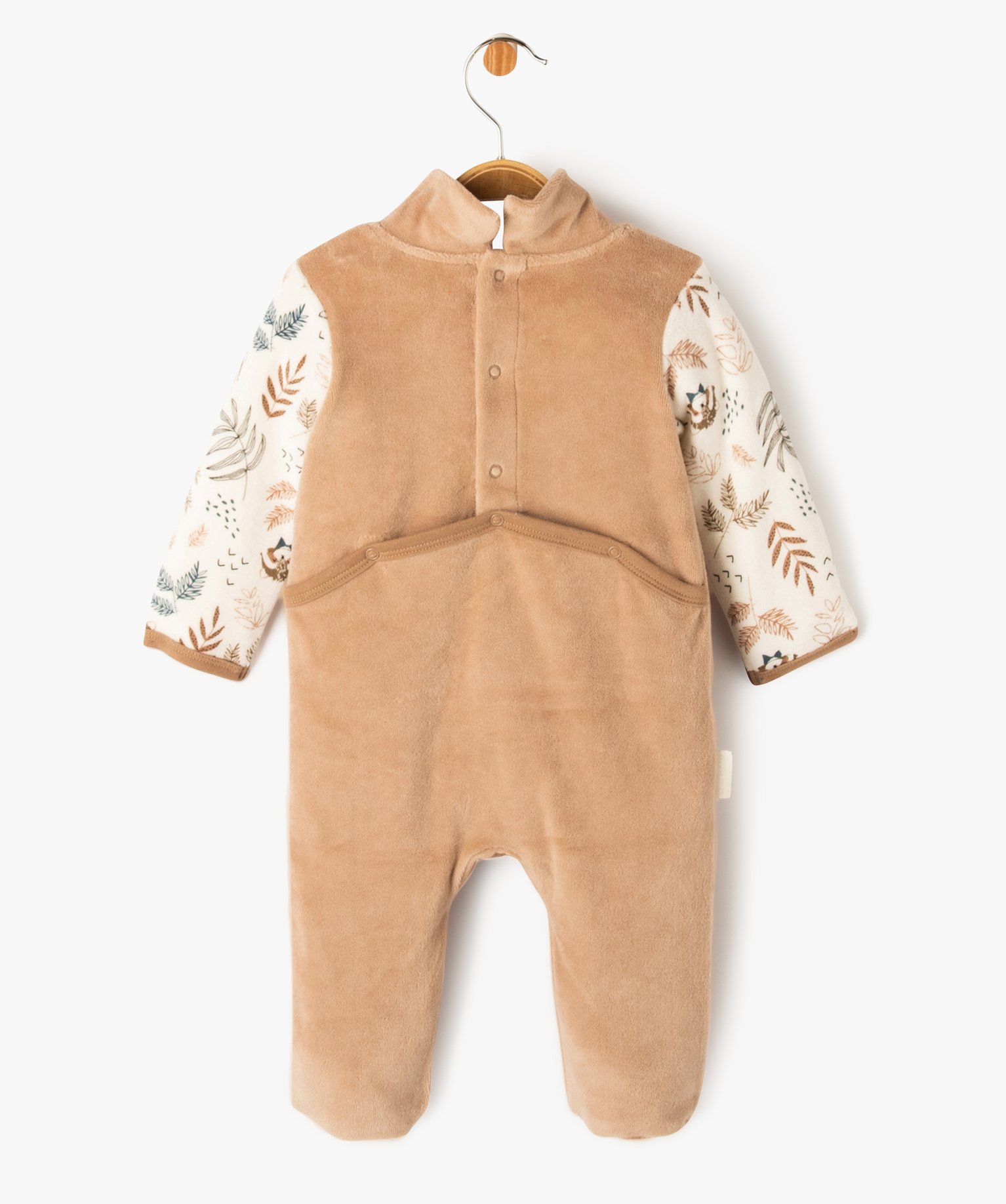 Pyjama pont-dos avec col chale bébé - Petit Béguin marron clair | GEMO