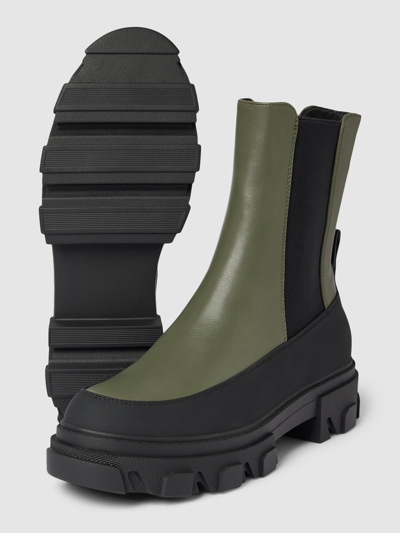 Chelsea Boots mit Kontrastbesatz Modell 'CHUNKY' in olivgrün