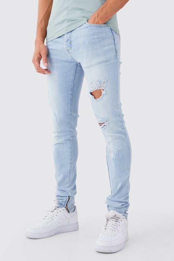 Herren Skinny Stretch Jeans mit Rissen