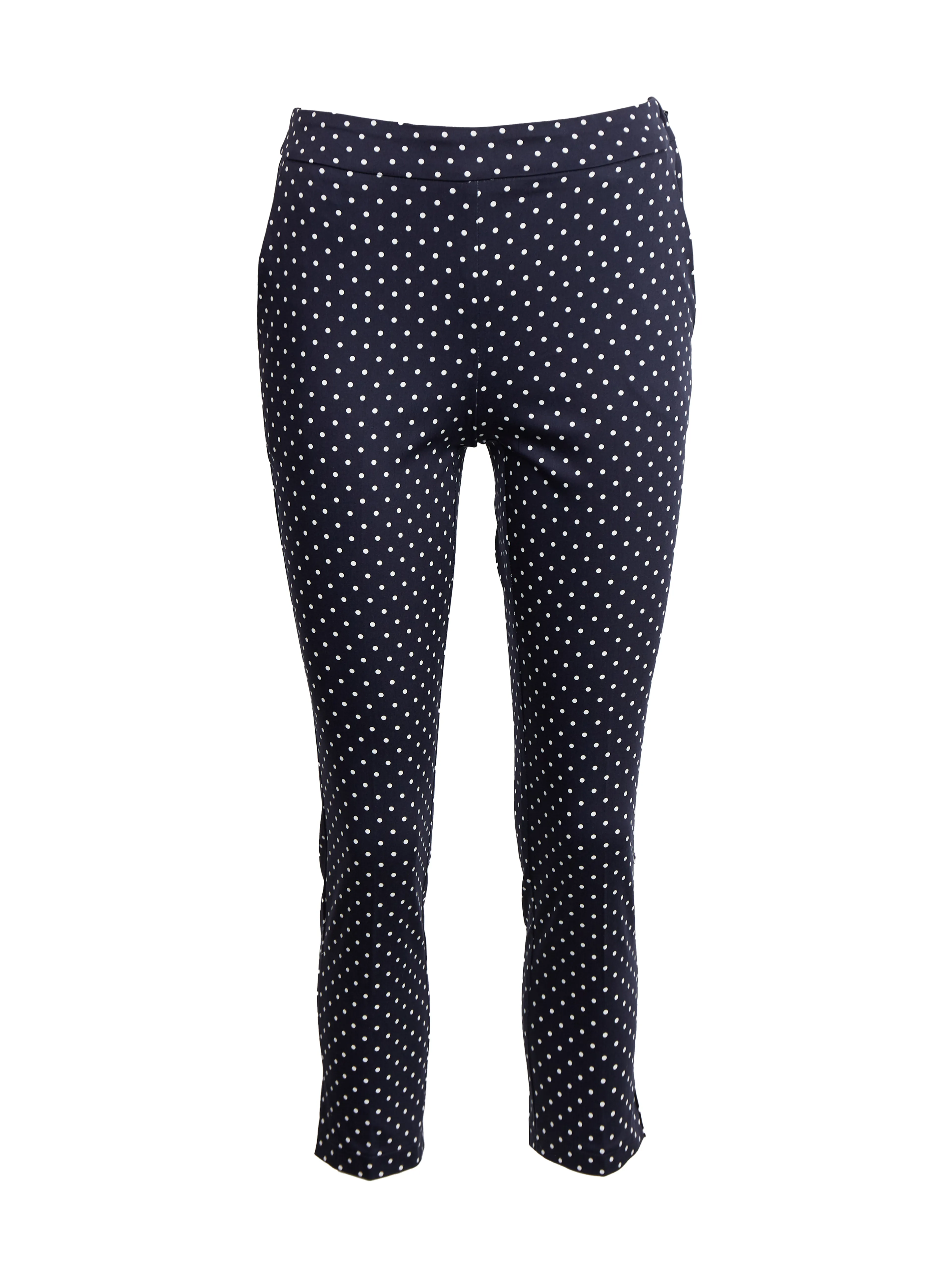 Dunkelblaue dreiviertellange Damen-Tupfenhose ORSAY