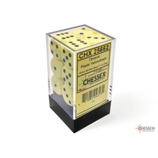 Opaque Pastel D6 Dice Block 16mm - Yellow / Black