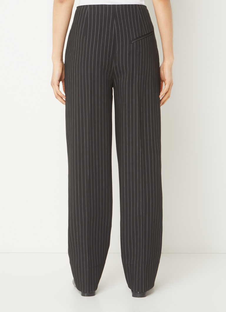 Pantaloni Ganni cu talie înaltă și croială dreaptă, decorați cu dungi delicate.