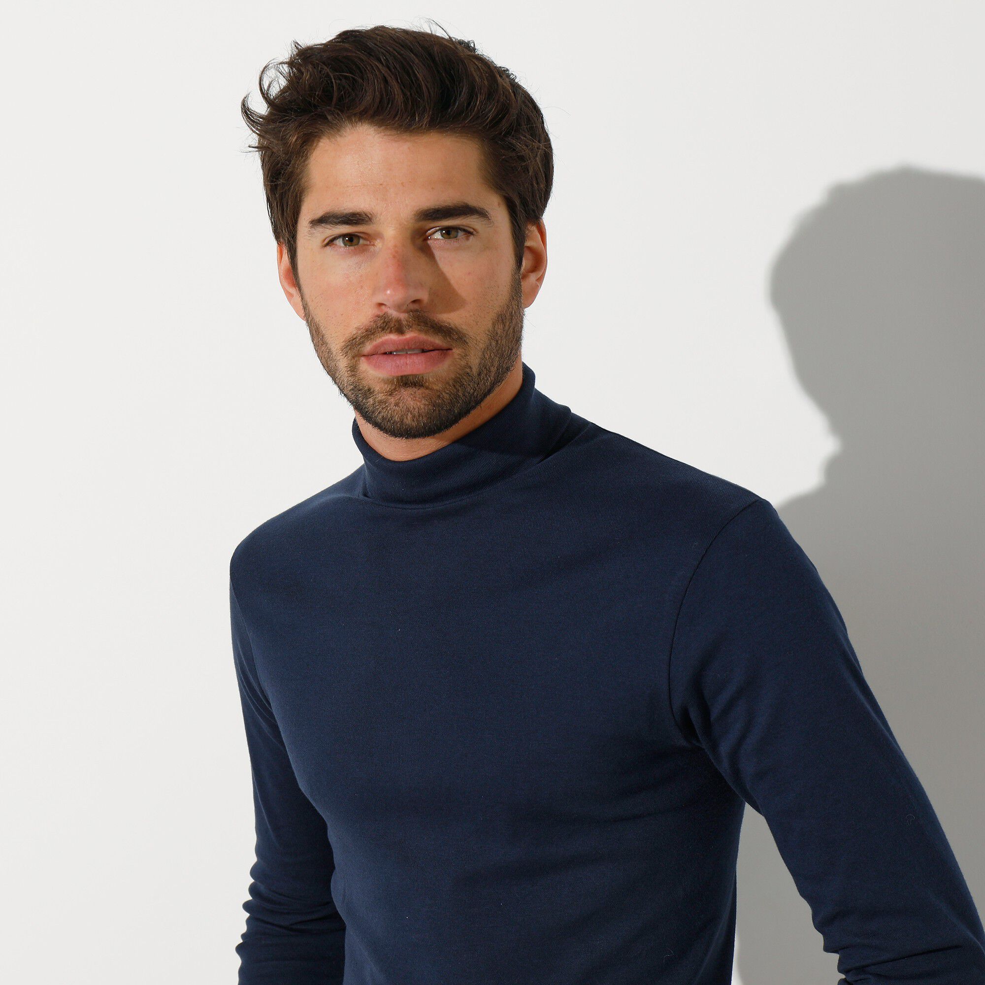 T-shirt col roulé manches longues pur coton