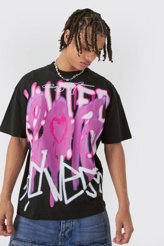 Oversize T-Shirt mit Grafitti-Print