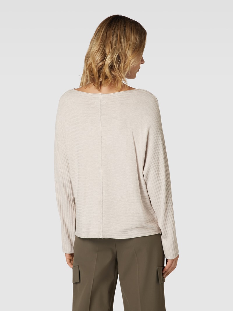 Strickpullover aus Viskose-Mix mit Rippenstruktur in hellgrau meliert